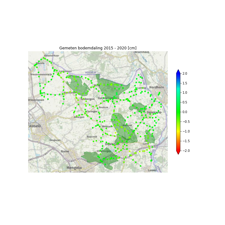 Gemeten bodemdaling in Twente (2015-2020)